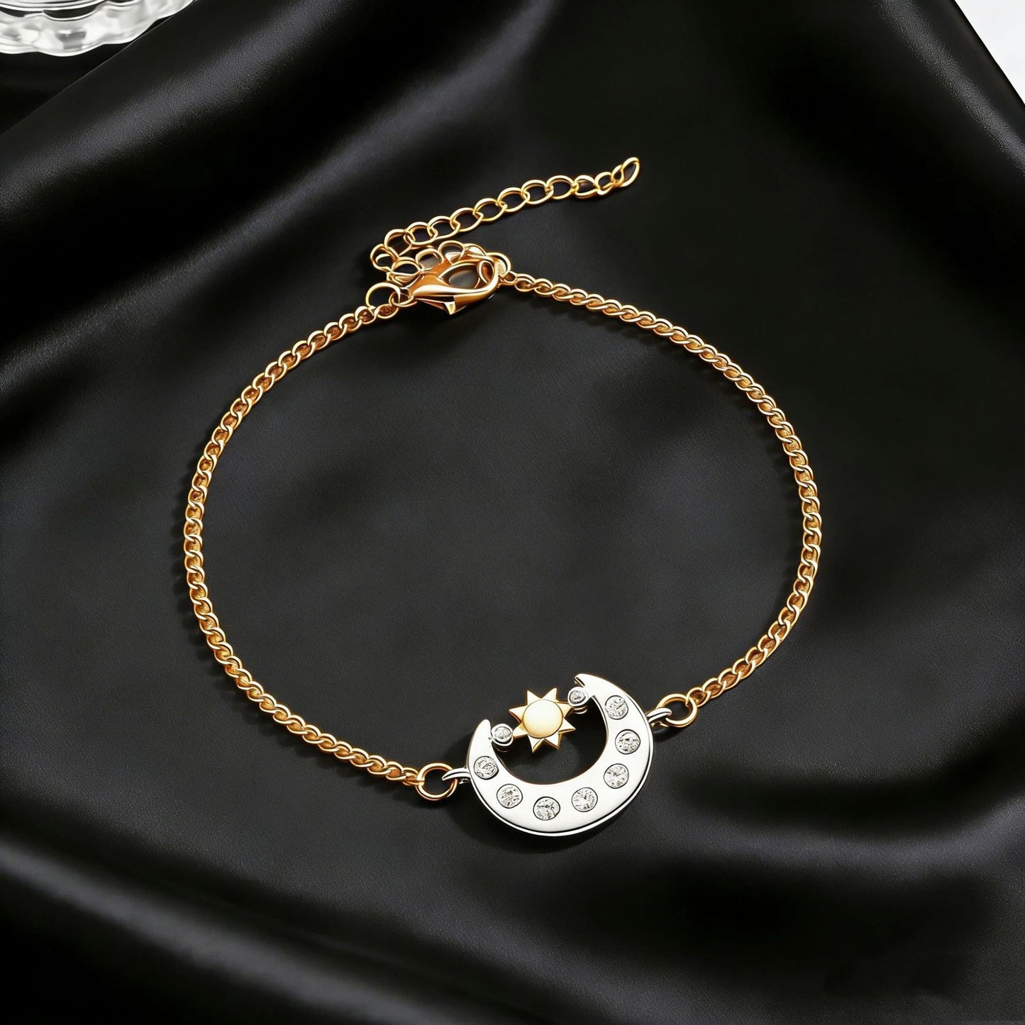 Copper Inlaid Zircon Sun Moon Female Jewelry Set