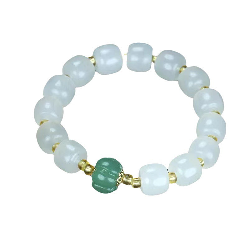 Women's Pumpkin Bucket Beads Imitation Jade Micro Glass Bracelets