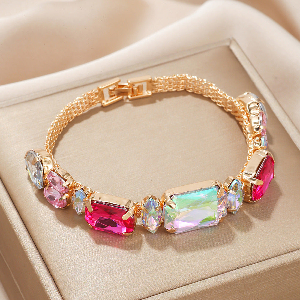 Colorful Gem Emerald High-grade Rose Ruby Bracelet