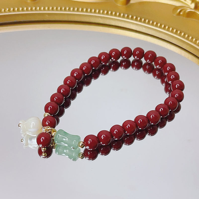 Cinnabar Female Chinese Ethnic Style Pearl Shell Bracelets