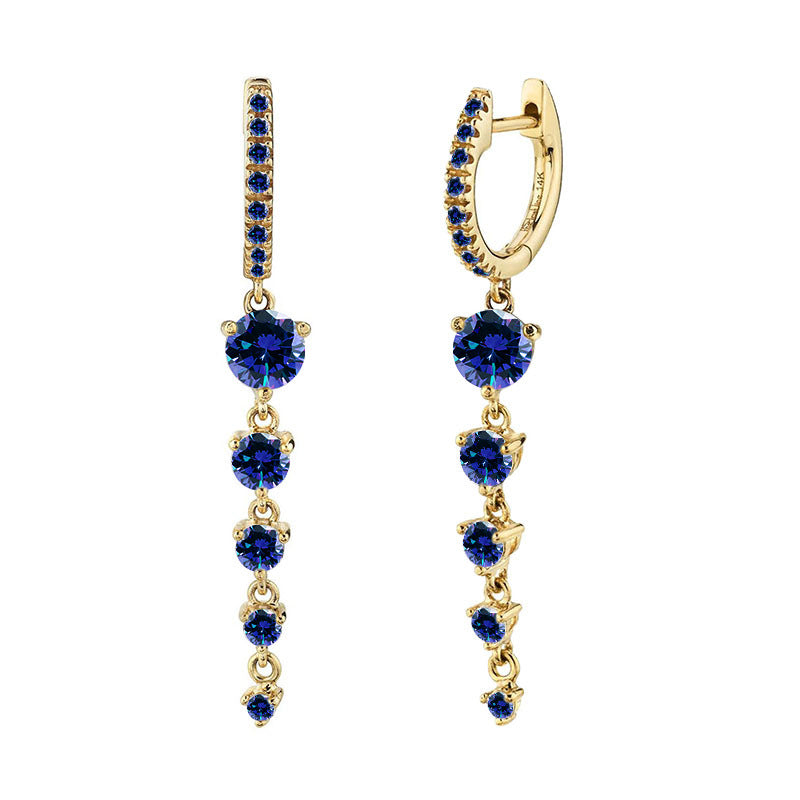 Women's Sier Needle Fashion Geometry Pattern Personalized Long Simple Tassel Round Earrings