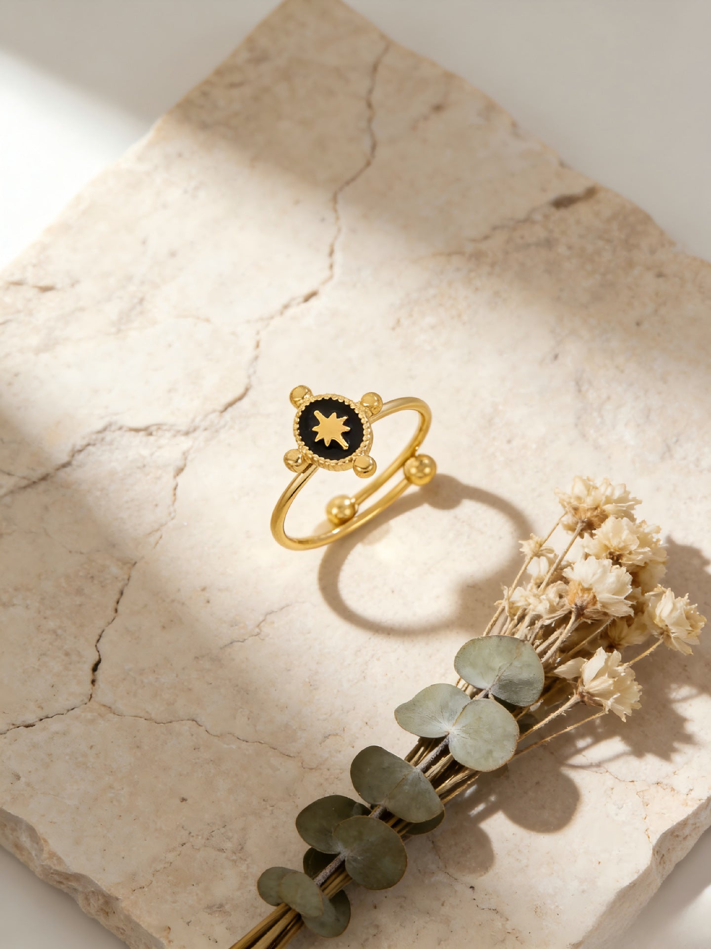 French Retro Asterism Open Light Luxury Minority Ring