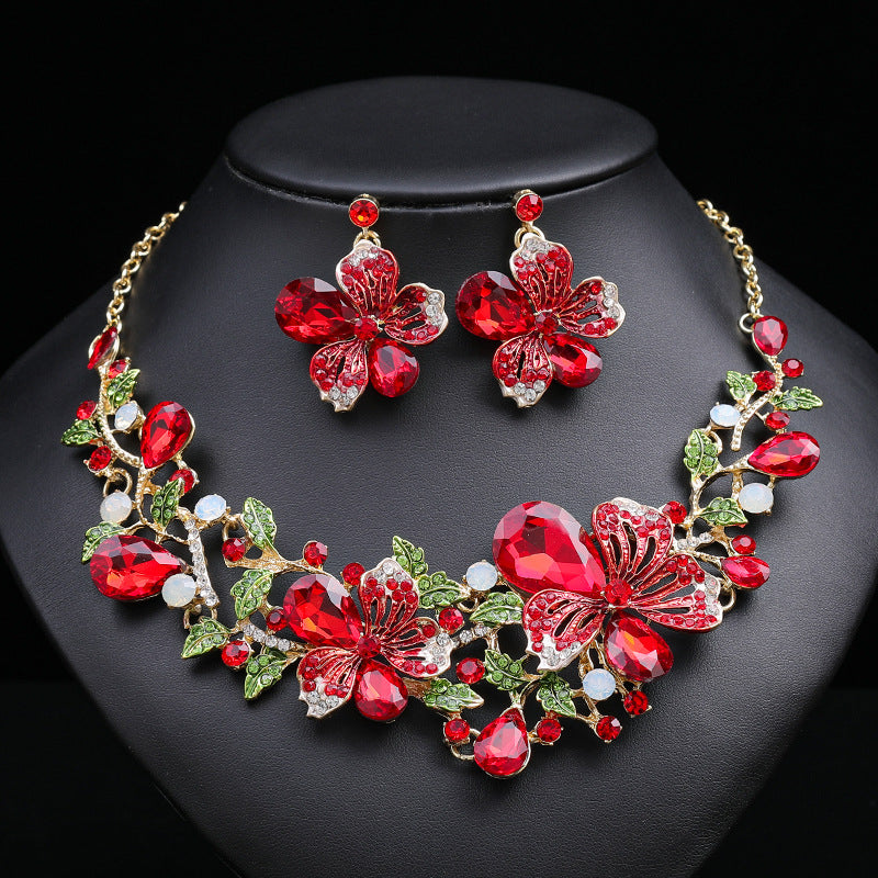 Two-piece Colorful Flower Bridal Retro Advanced Design Necklaces