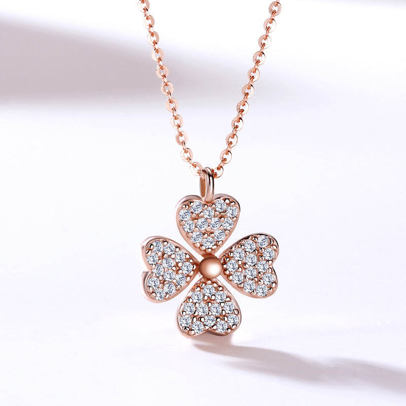 Clover Sterling Sier Dignified Pendant Korean Style Necklaces