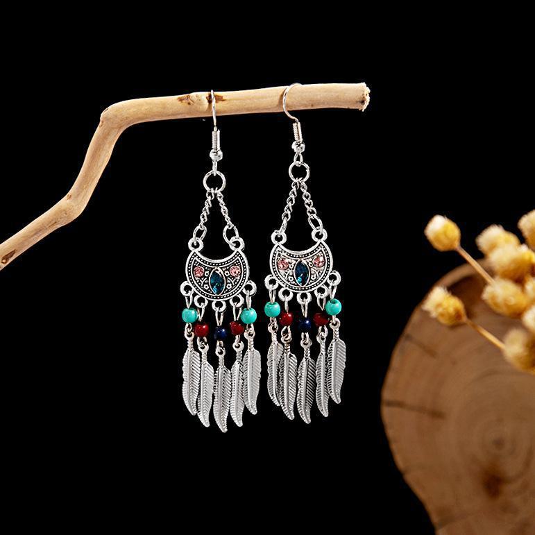 Bohemian Ethnic Style Ear Long Tassel Metal Fashion Earrings