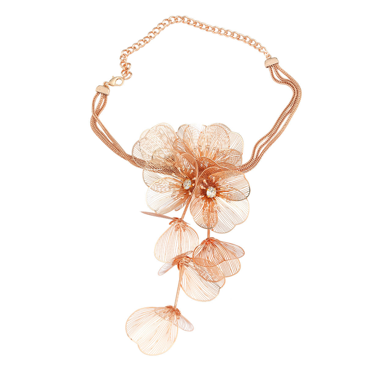 Spring Flower Exaggerated Female Hip Hop Metal Necklaces