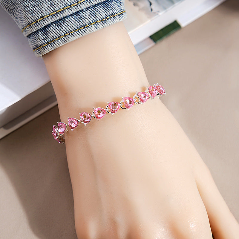 Rhinestone Fashion Color Willow Leaf Diamond Versatile Design Light Bracelets