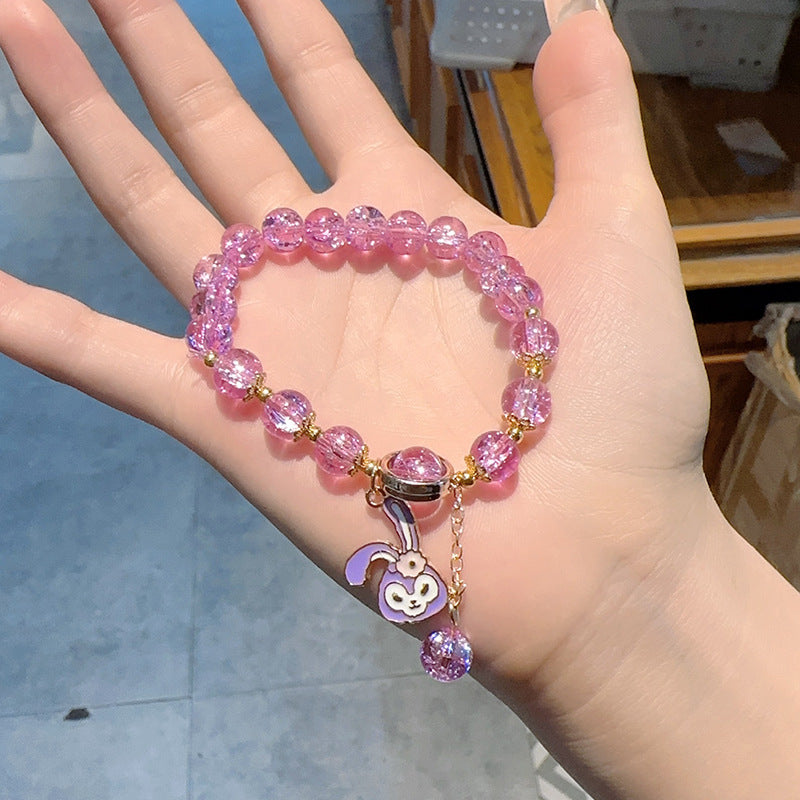 Bracelets cadeaux de dessin animé féminin en perles faites à la main en cristal