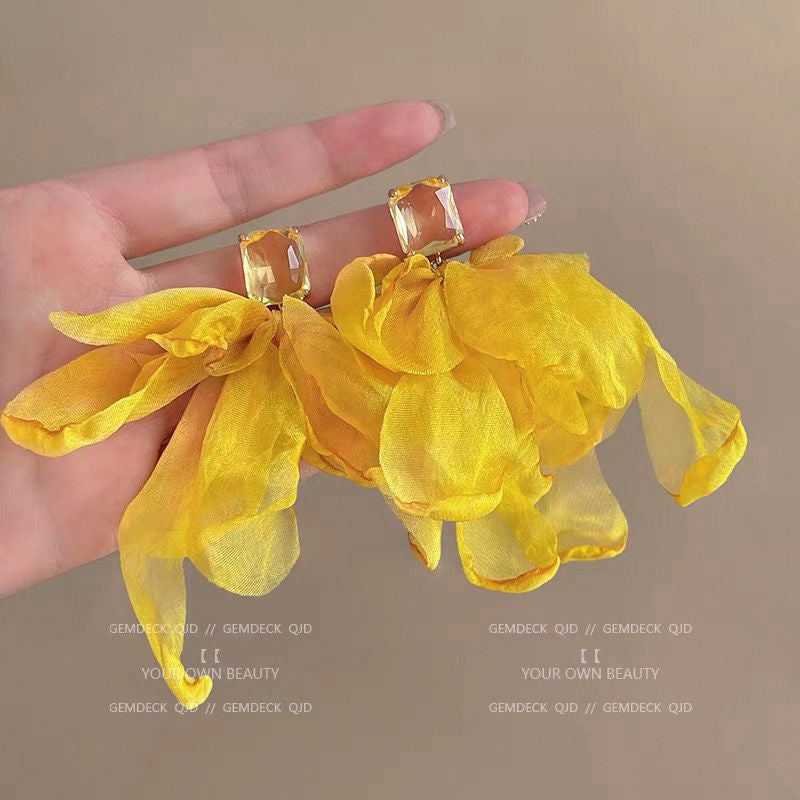 Dopamine Flower Ear Hook Female Summer Earrings