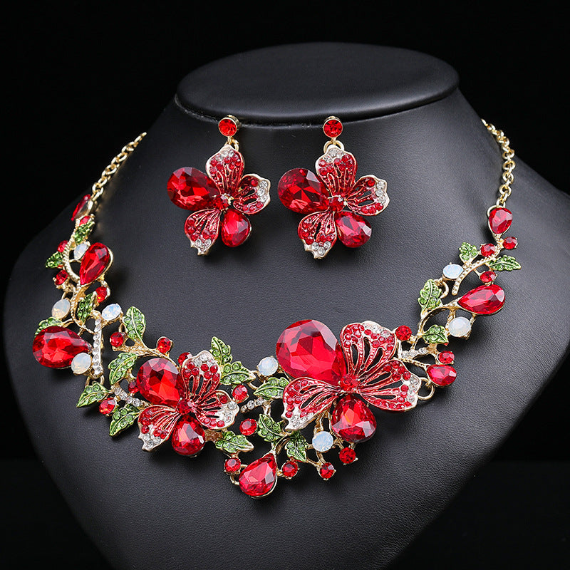 Two-piece Colorful Flower Bridal Retro Advanced Design Necklaces