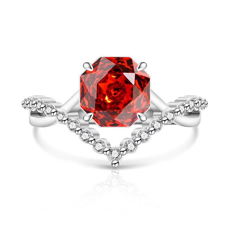 Crown Rose Cut For Love Female Super Flash High Carbon Ring