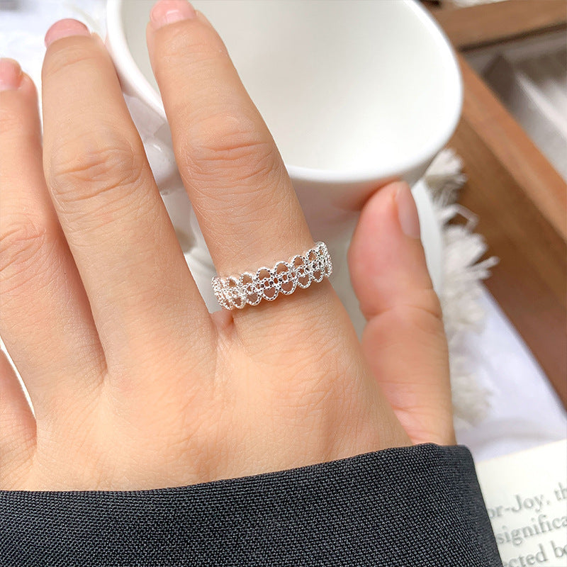 Women's Lan Smiley Personality Niello Simple Versatile Opening Ring