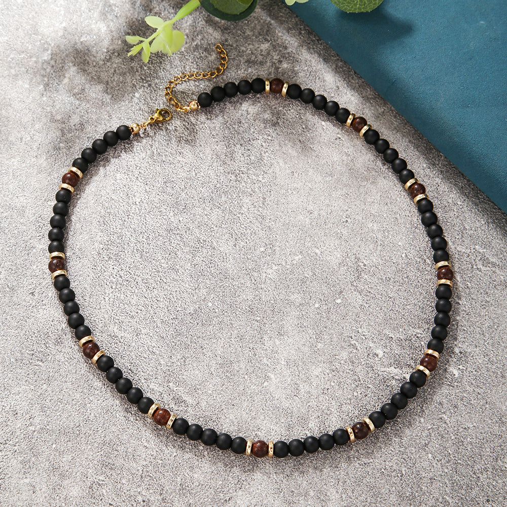 Men's Beaded Volcanic Rock Tigereye Coconut Shell Necklaces