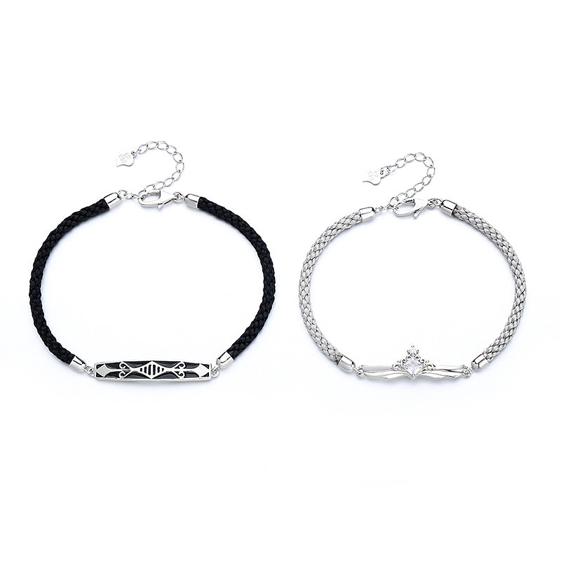 Chevalier Couple Sterling Sier paire rétro créatif main Bracelets