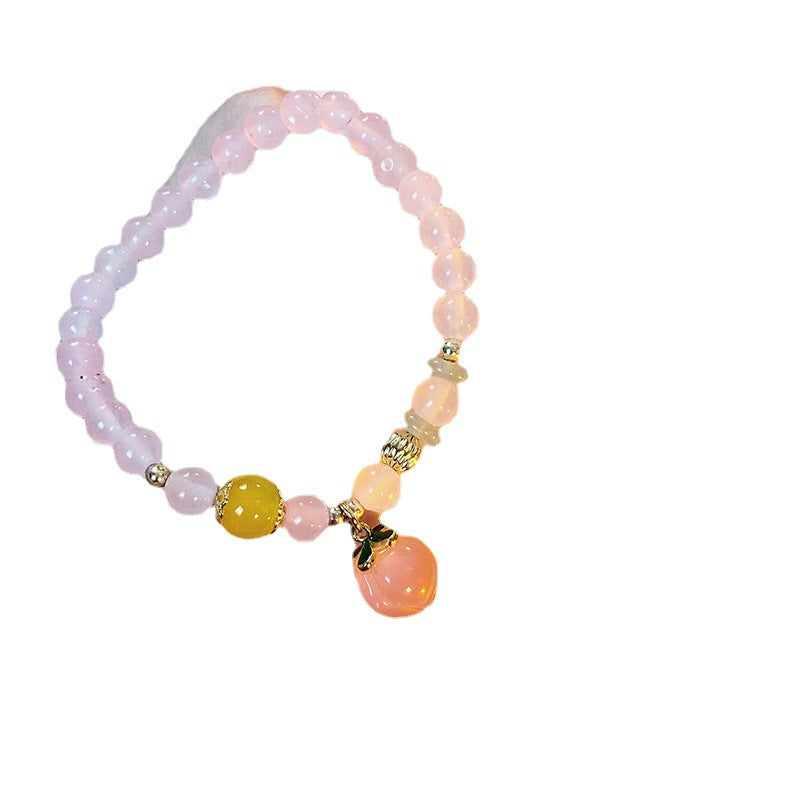 Peach Blossom Natural Pink Crystal Pendant Bracelets