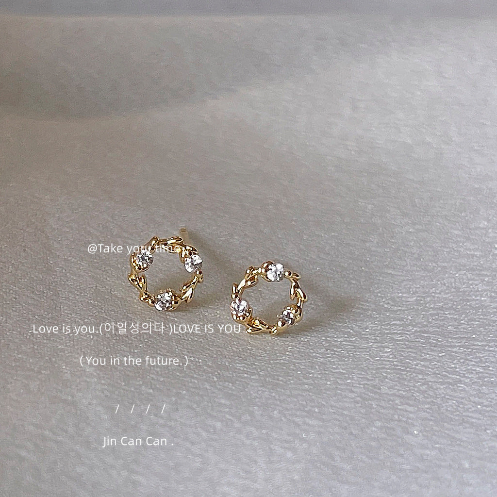 Inlaid Zircon Sier Needle Plated Mini Rings