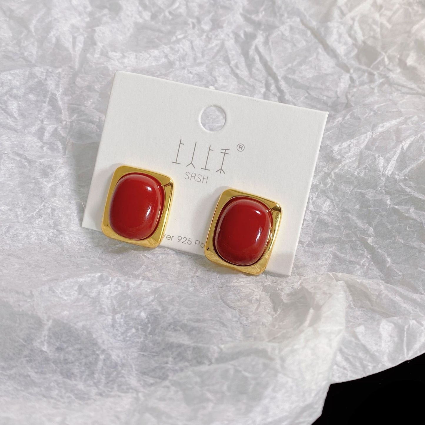 Boucles d'oreilles élégantes de Style coréen avec aiguille en perle rouge pour femmes