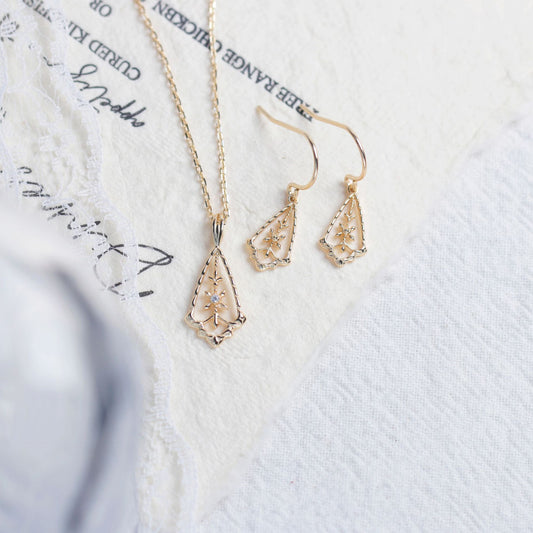 Women's Minimalist Rhombus Hollow Pattern Zircon Sier Plated Jewelry Set