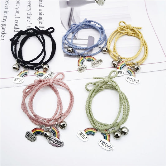 Women's Korean Style Simple Rainbow Clouds Stitching Bracelets