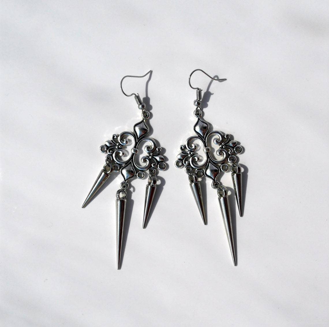 Tip In Sier Gothic Pointed Personalized Earrings