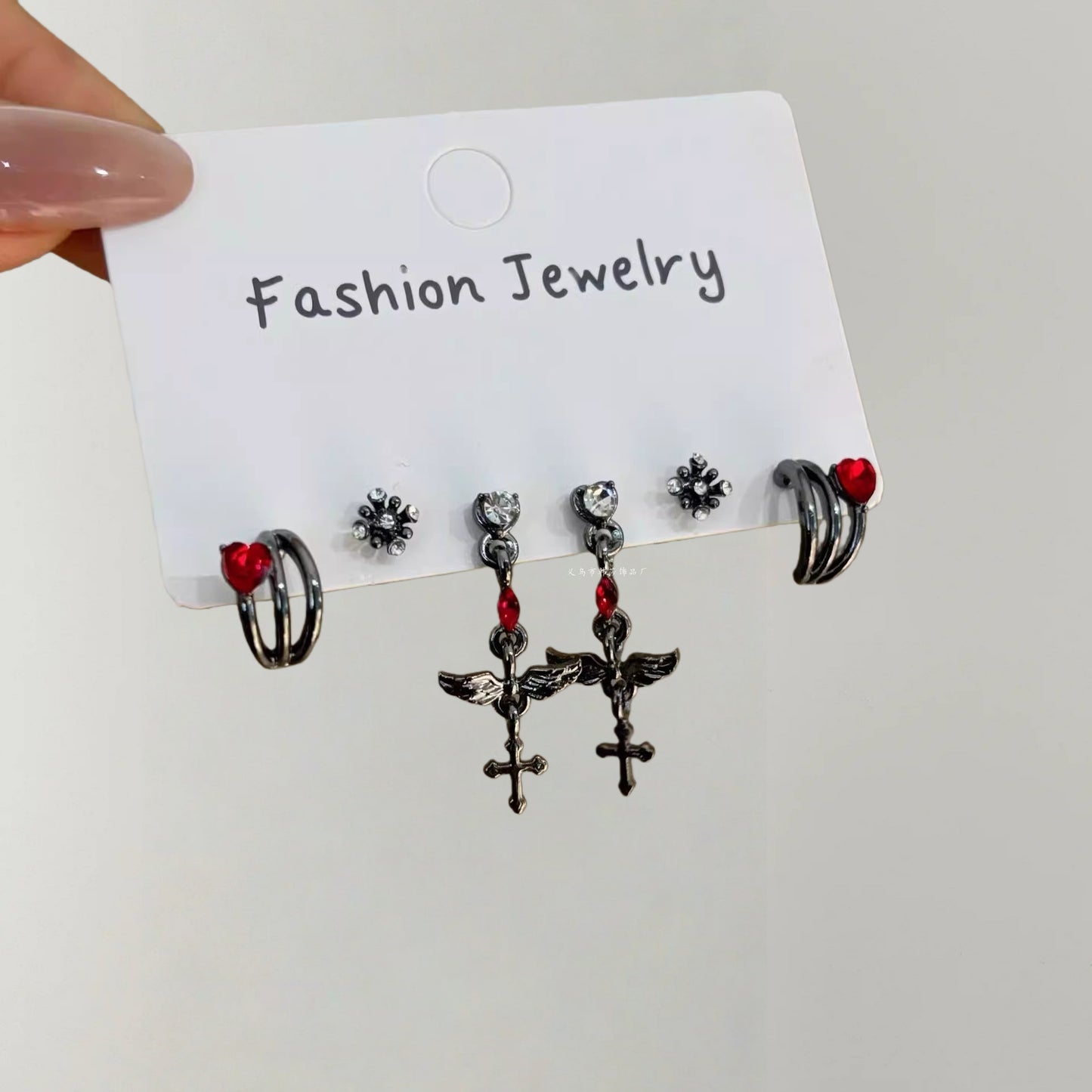 Dark Magic Wing Earings Sweet Cool Niche Personality Cross Asterism Earrings