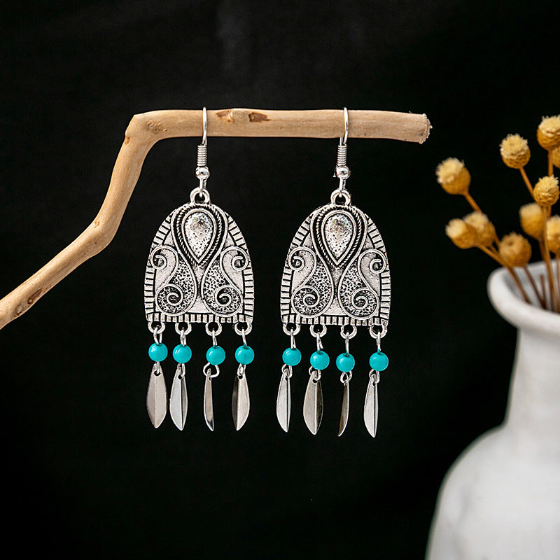 Tassel Turquoise Retro Minority Ethnic Style Earrings