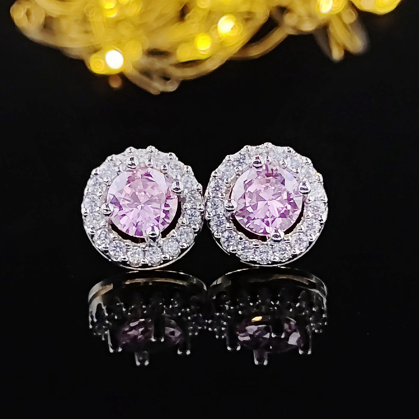 Women's Pink Zircon Niche Advanced Design Sense Earrings