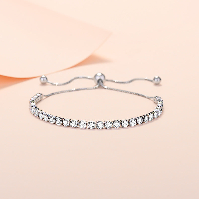 Bracelets plaqués argent avec Zircon pour femme, plein de diamants