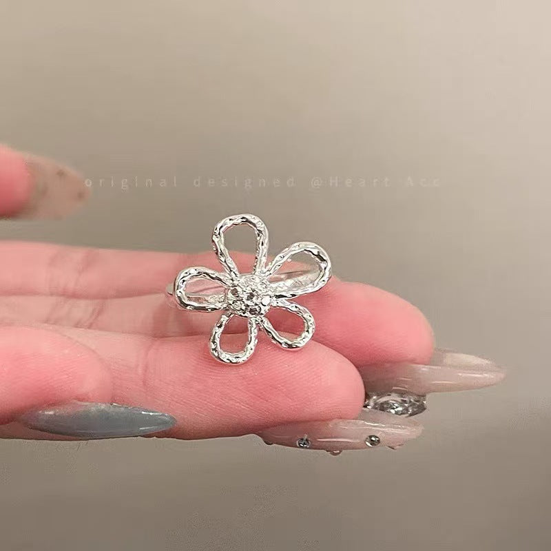Korean Lace Zircon Flower Light Luxury High Sense Rings