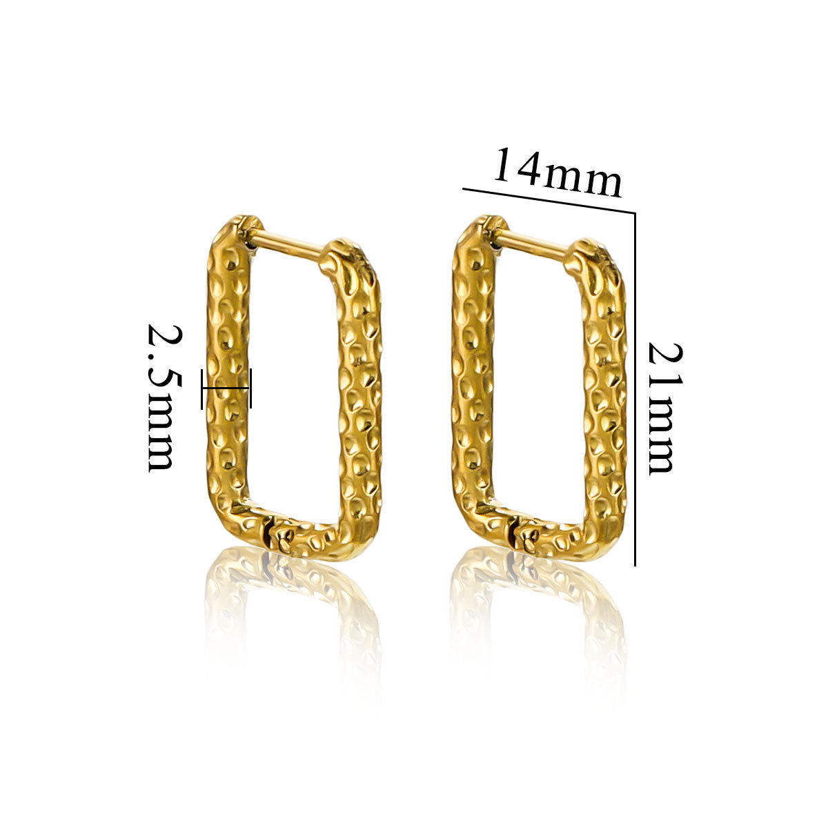 Niche Rectangular Irregular Hammer Pattern Clip High Fashion Personality Titanium Ear Buckle