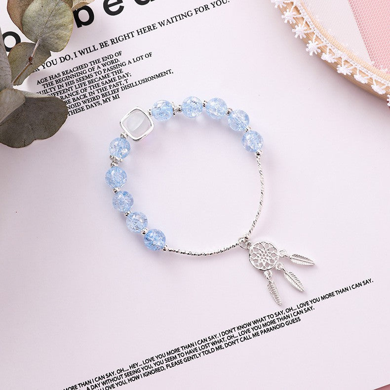 Strawberry Female Pink Crystal Single Circle Beaded For Girlfriend Bracelet