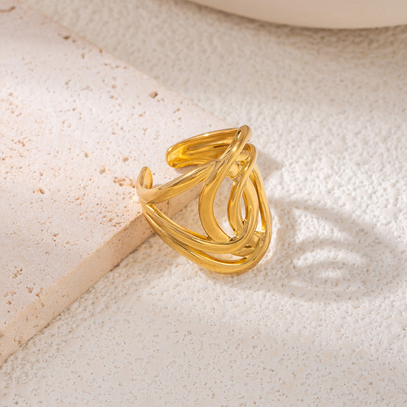 Fashionable Elegant Stainless Steel Leaf Female Style Hip Ring