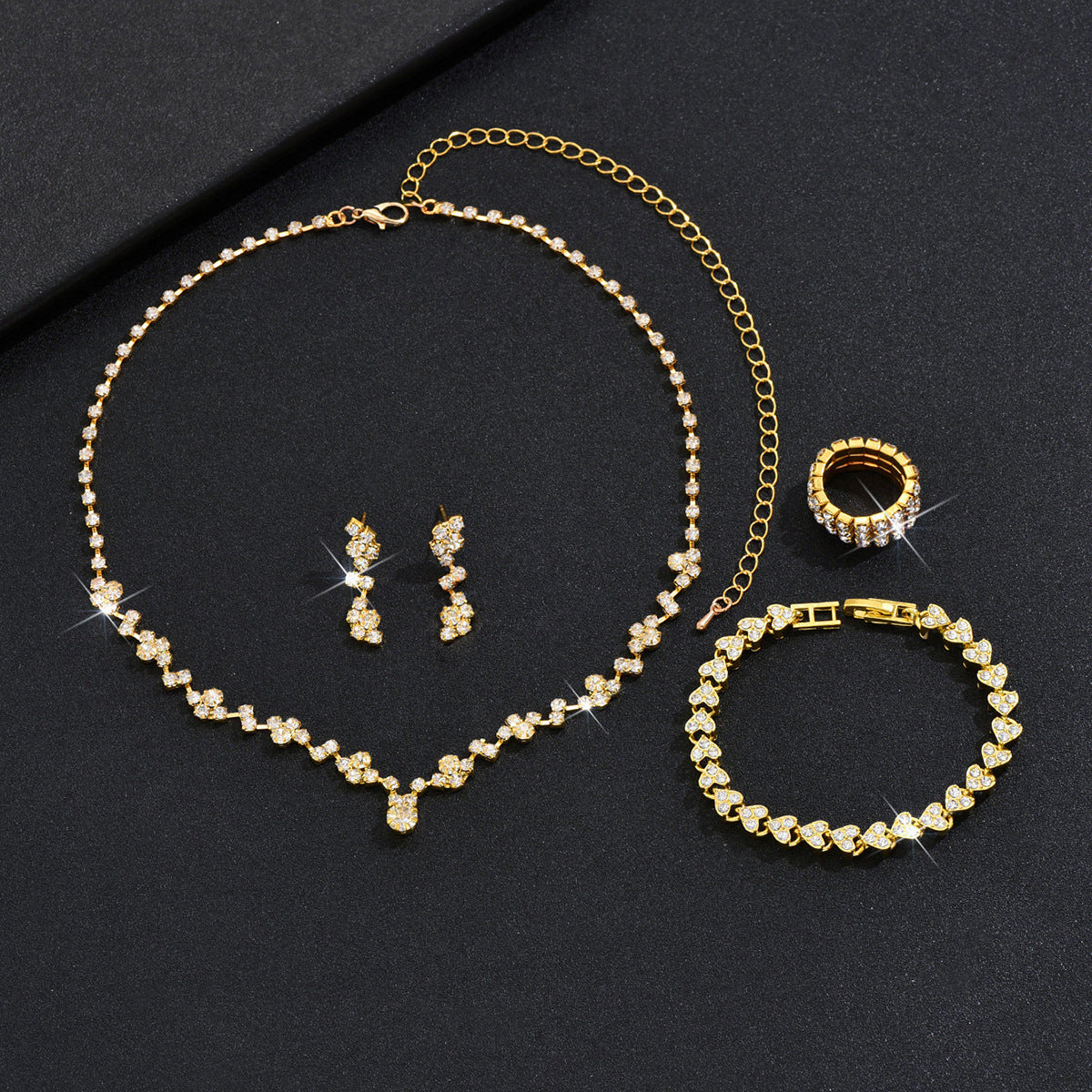 Popular Fashion Simple Bridal Gold Rhinestone Earrings