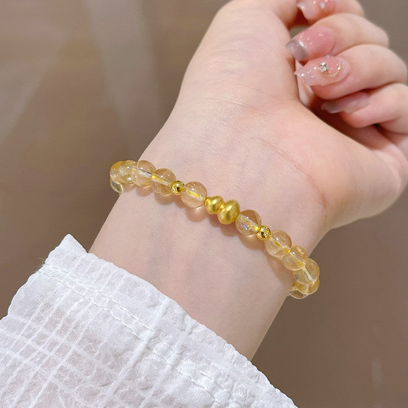 Imitation Natural Citrine Design High Sense Gold Rutilated Bracelet
