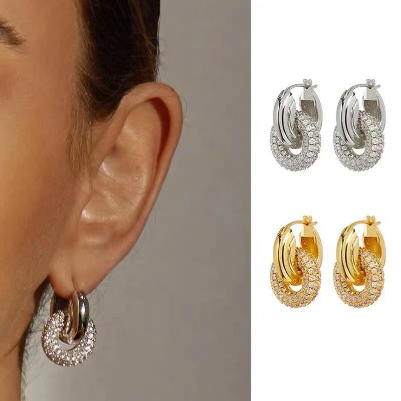 Retro Diamonds Ear Double Detachable Temperament Earrings