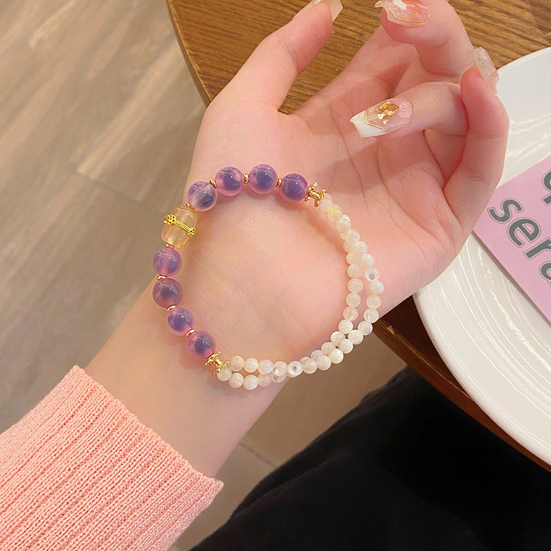 Sweet Fresh Pink Series Sugar Heart Agate Light Luxury Bracelets