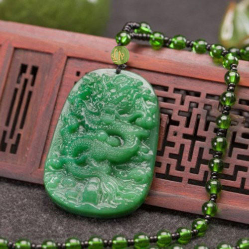 Green Jade Goddess Buddha Hand Maitreya Sweater Chain Safety Buckle Necklaces