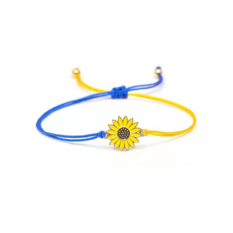 Daisy Yellow Blue Wax Line Woven Bracelets