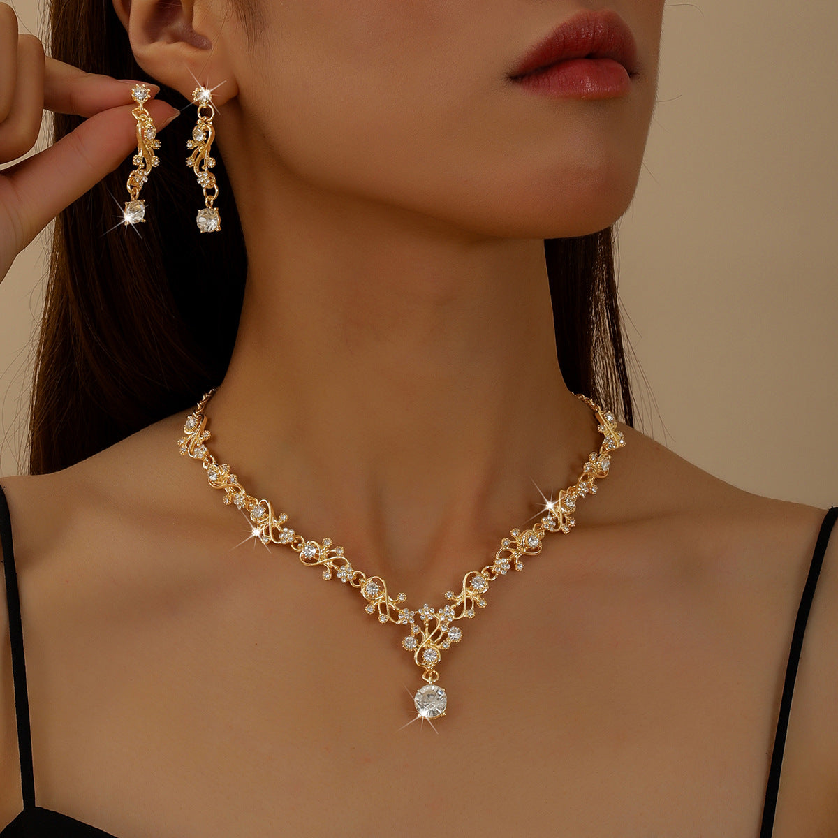 Alloy Suite Bridal Wedding Over Rhinestone Rings