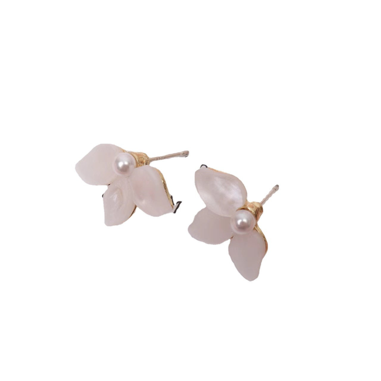 Sier Needle White Shell Petal Advanced Design Female Earrings