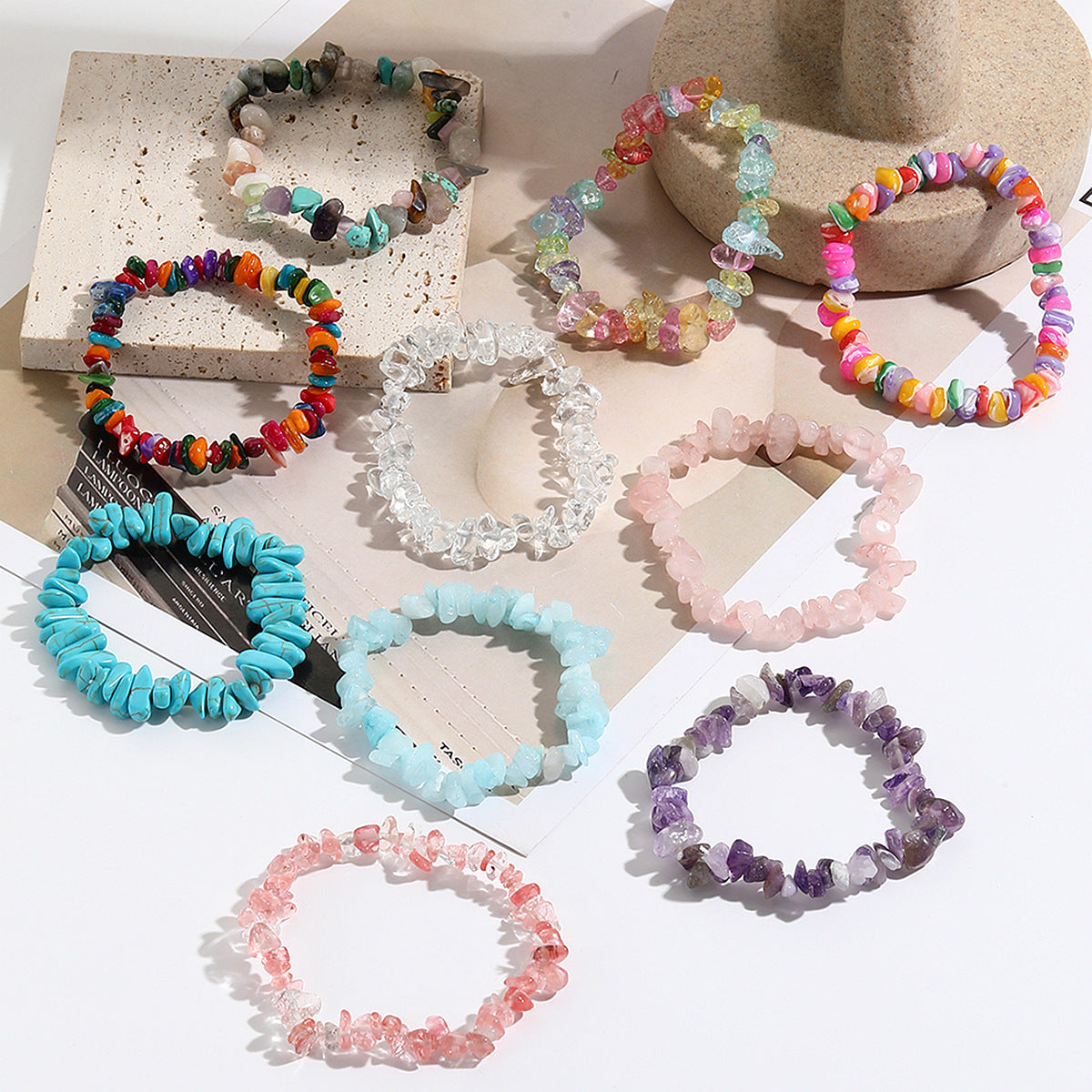 Women's Turquoise Beaded Stretch Summer Colorful Stone Bracelets