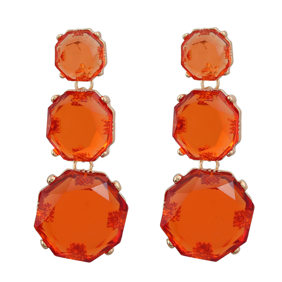 Resin Female Octagonal Long Geometric Exaggerated Earrings