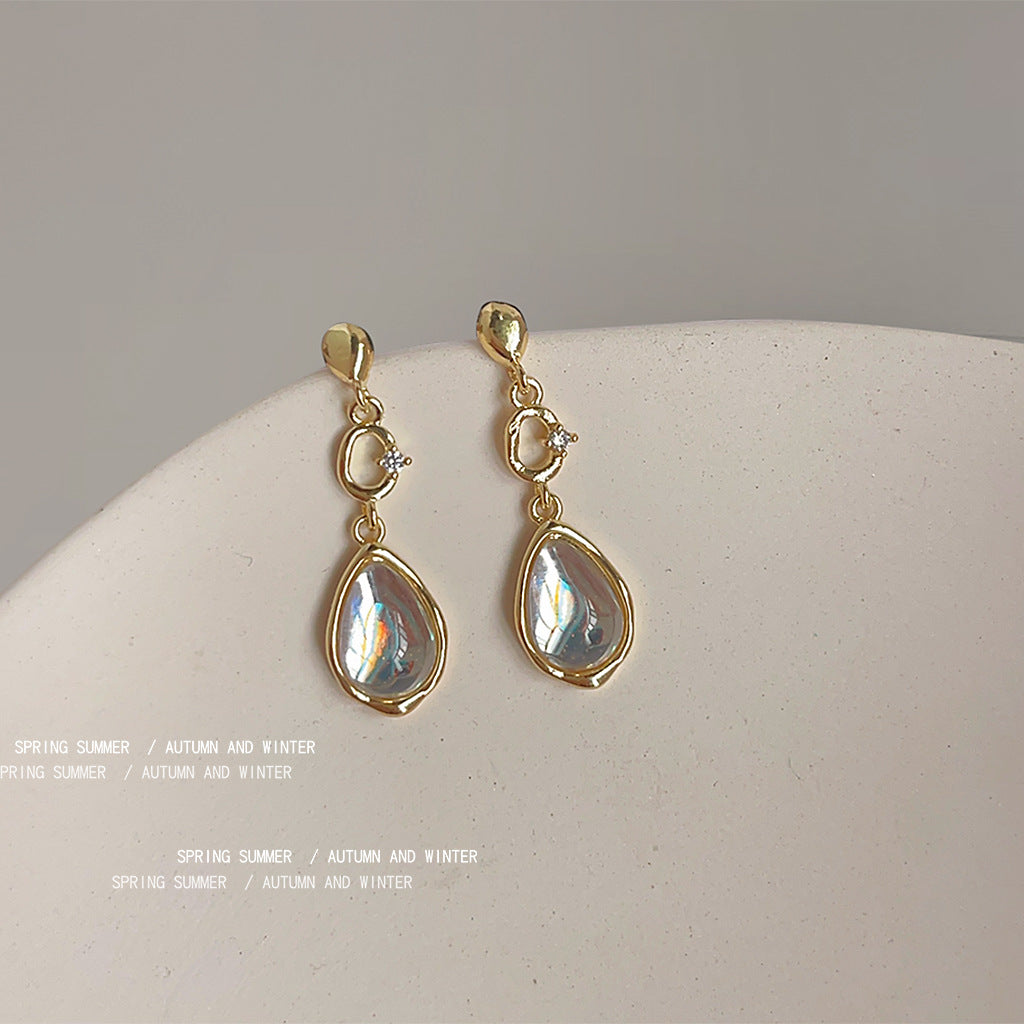 Boucles d'oreilles à eau plaquées aiguille en argent incrusté de Zircon