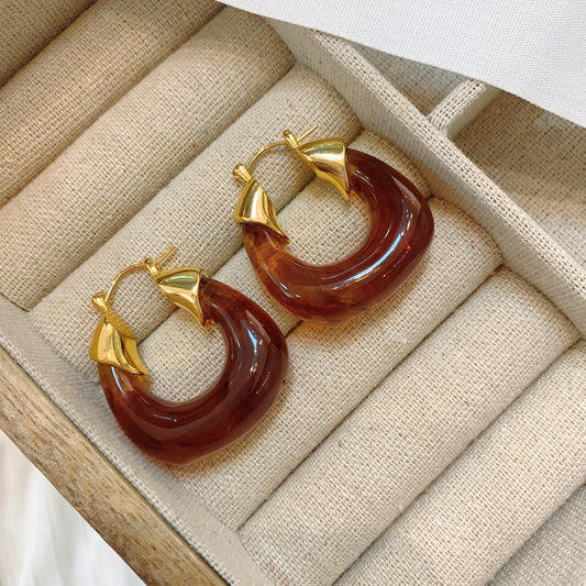 Women's Amber Exaggerated And Personalized Fashionable Vintage Earrings