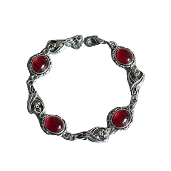 Tibetische Vintage-Armbänder mit rot-türkis eingelegtem Rubin