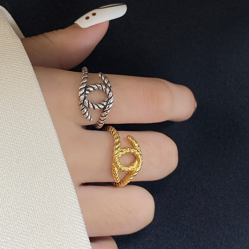 Mori Style Mysterious Eye Design Twist Braid Fine Rings