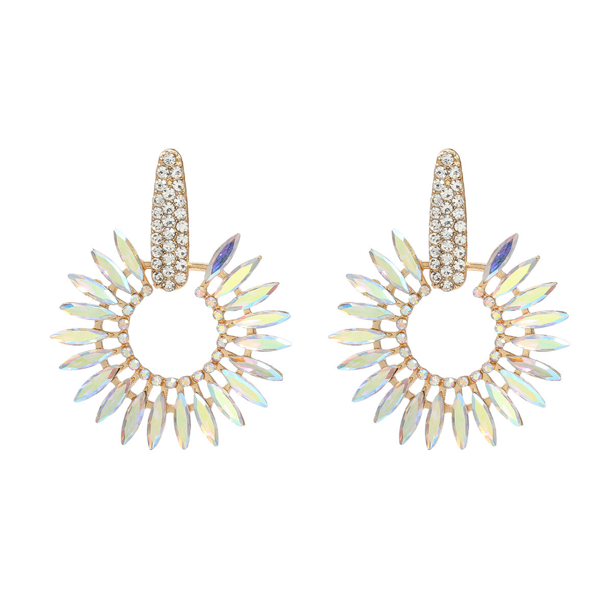 Boucles d'oreilles élégantes en forme de tournesol et de diamants colorés pour femme