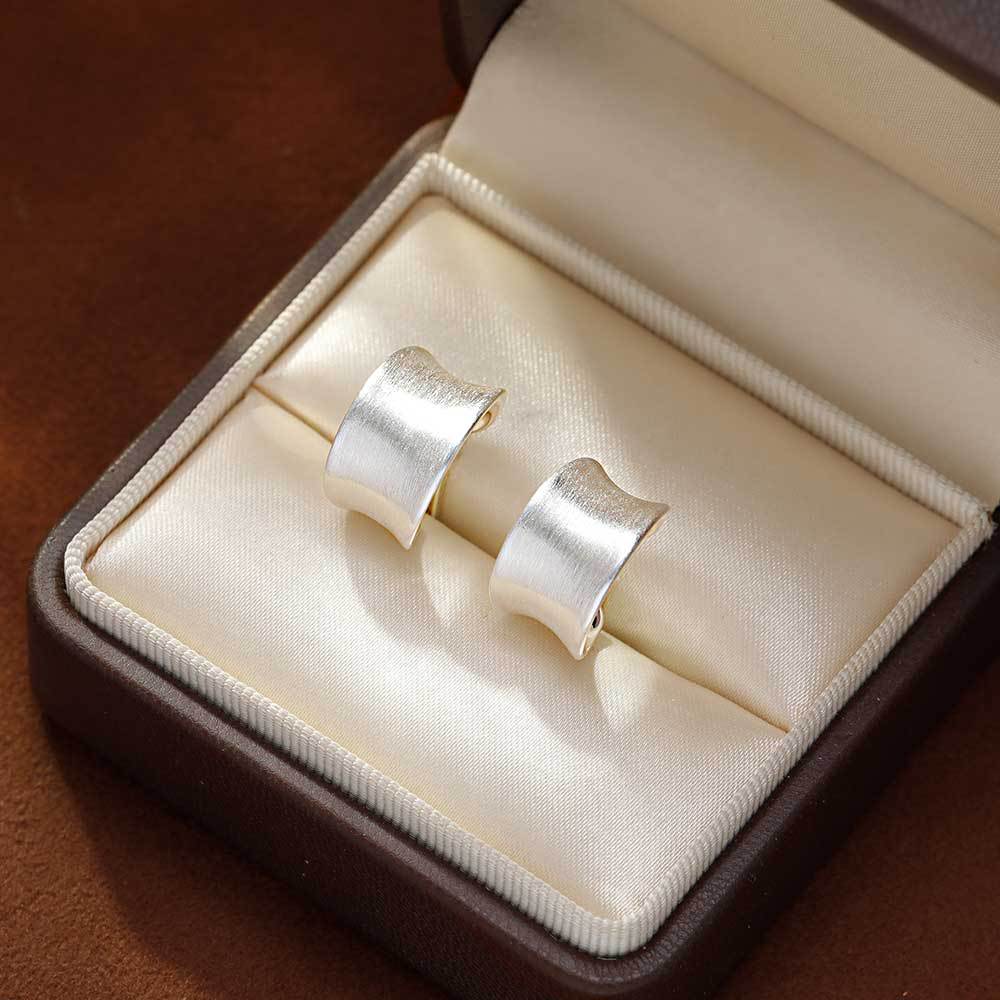 Design Shaped Metal Brushed High-grade Frosty Earrings