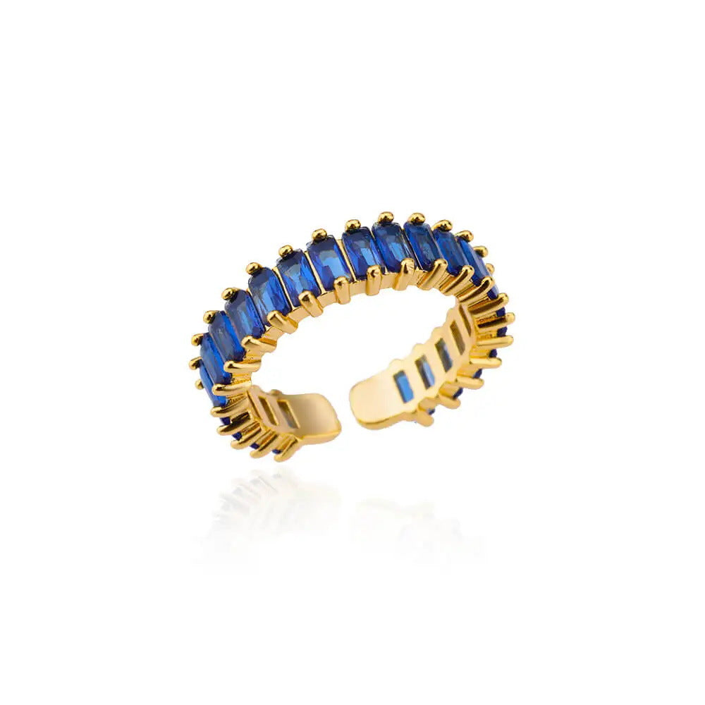 Women's Geometric Color Zircon Gold Personalized Simple Ring