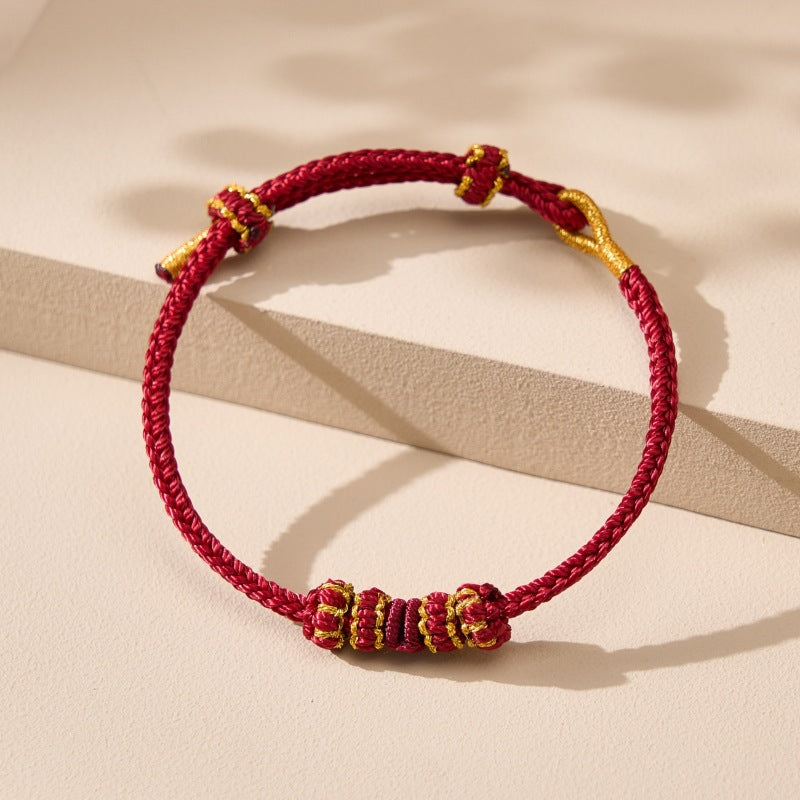 Life Red Rope Beaded Hand Woven Braid Bracelets